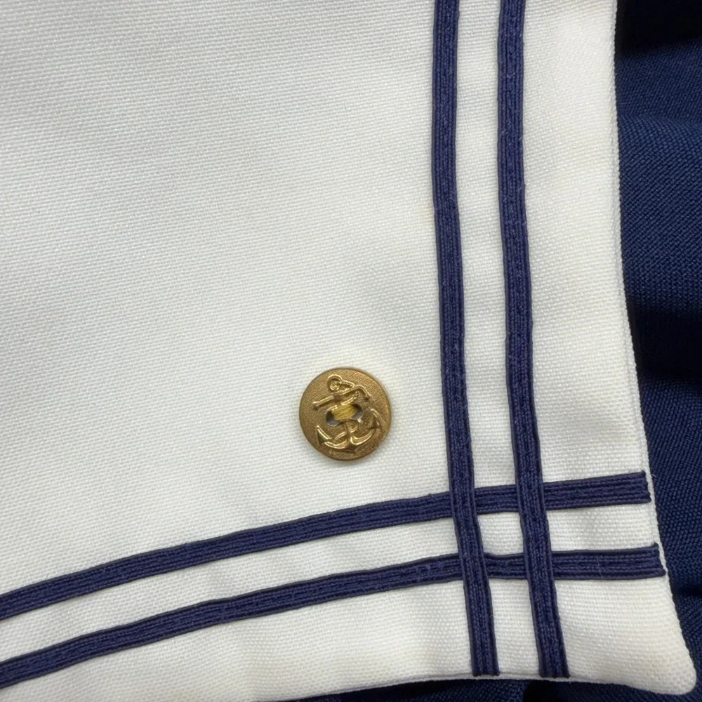 Vintage Kids Navy Blue Sailor Dress White Collar Nautical Pleated 4T Dress Up